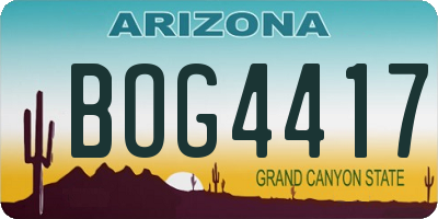 AZ license plate BOG4417