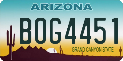 AZ license plate BOG4451
