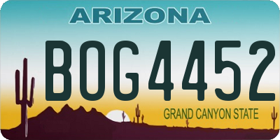 AZ license plate BOG4452