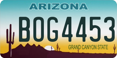 AZ license plate BOG4453