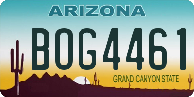 AZ license plate BOG4461