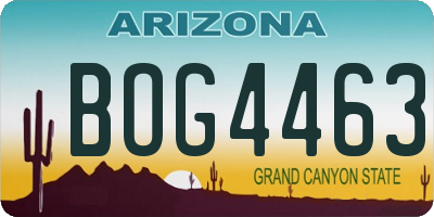 AZ license plate BOG4463