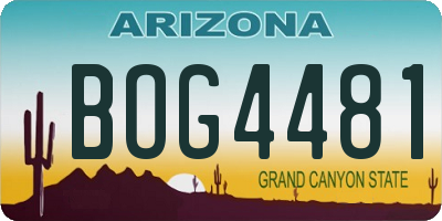 AZ license plate BOG4481