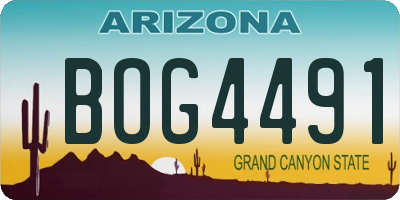 AZ license plate BOG4491