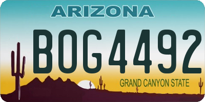 AZ license plate BOG4492