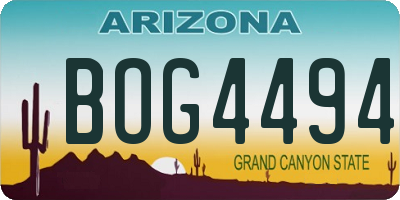 AZ license plate BOG4494