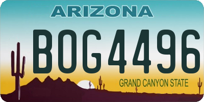 AZ license plate BOG4496