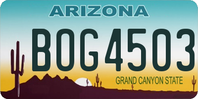 AZ license plate BOG4503