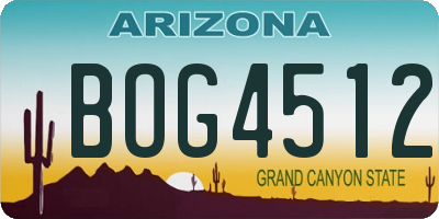 AZ license plate BOG4512