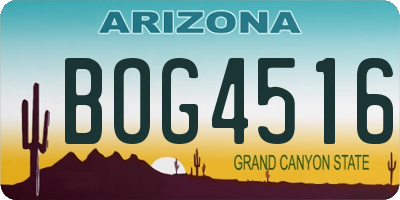 AZ license plate BOG4516