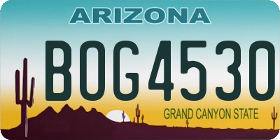 AZ license plate BOG4530