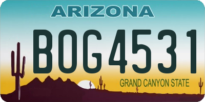 AZ license plate BOG4531