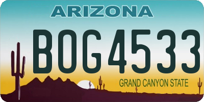 AZ license plate BOG4533