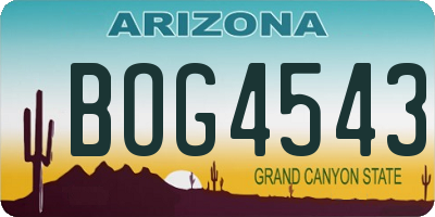 AZ license plate BOG4543
