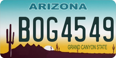 AZ license plate BOG4549