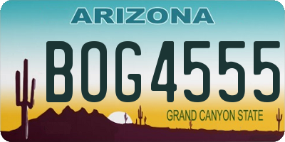 AZ license plate BOG4555