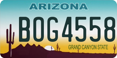 AZ license plate BOG4558