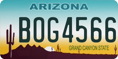 AZ license plate BOG4566