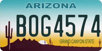 AZ license plate BOG4574