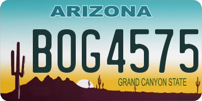 AZ license plate BOG4575