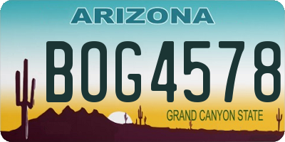 AZ license plate BOG4578