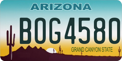 AZ license plate BOG4580