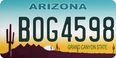 AZ license plate BOG4598