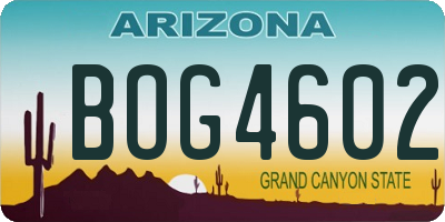 AZ license plate BOG4602
