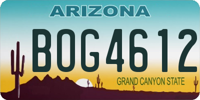 AZ license plate BOG4612