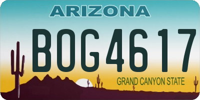 AZ license plate BOG4617