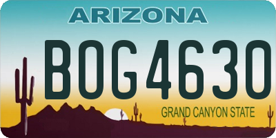 AZ license plate BOG4630