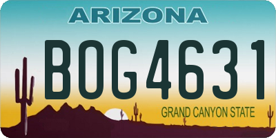 AZ license plate BOG4631