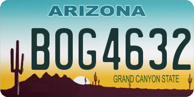 AZ license plate BOG4632