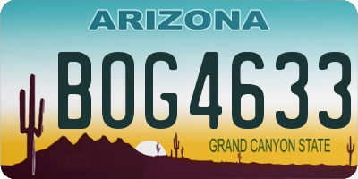 AZ license plate BOG4633
