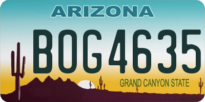 AZ license plate BOG4635