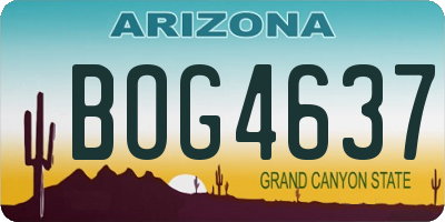 AZ license plate BOG4637