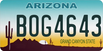AZ license plate BOG4643