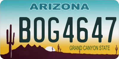 AZ license plate BOG4647