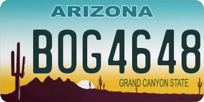 AZ license plate BOG4648