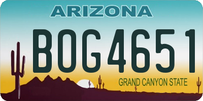 AZ license plate BOG4651