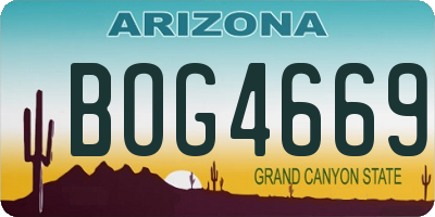 AZ license plate BOG4669