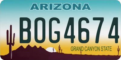 AZ license plate BOG4674