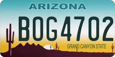 AZ license plate BOG4702
