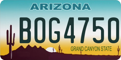 AZ license plate BOG4750