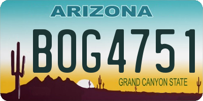 AZ license plate BOG4751