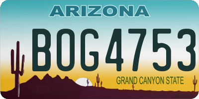 AZ license plate BOG4753