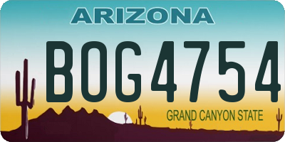 AZ license plate BOG4754