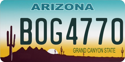 AZ license plate BOG4770