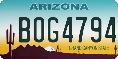AZ license plate BOG4794