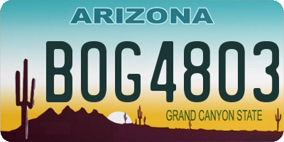 AZ license plate BOG4803